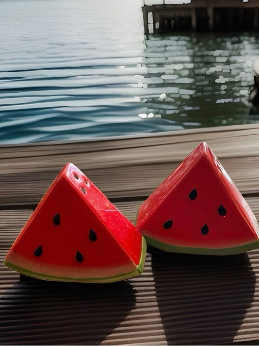 Ceramic Watermelon Slice Salt & Pepper Shakers Set